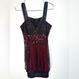 Sue Wong Nocturne Black and Red Embellished and Lace Formal Dress Whimsigoth